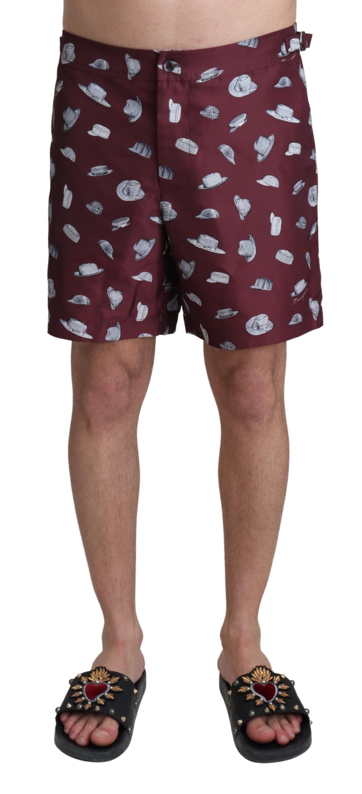 Dolce & Gabbana Badehose mit Hut-Print in Bordeauxrot