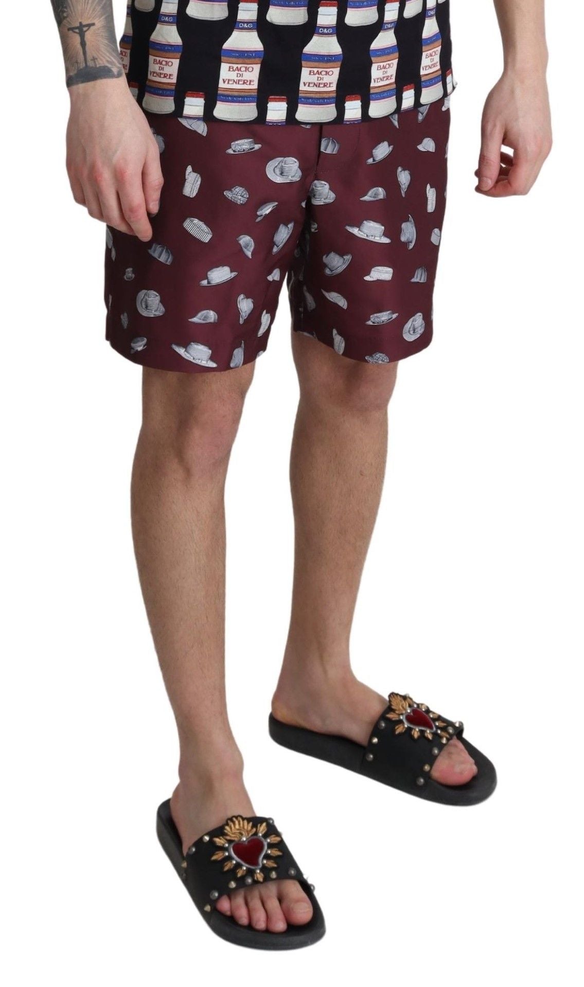 Dolce & Gabbana Badehose mit Hut-Print in Bordeauxrot