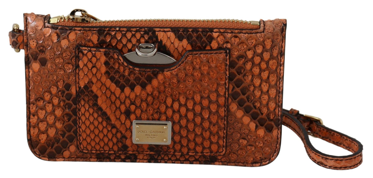 Dolce & Gabbana Braune Leder Geldbörse Handgelenktasche Spiegel AGNESE Portemonnaie
