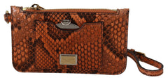 Dolce & Gabbana Braune Leder Geldbörse Handgelenktasche Spiegel AGNESE Portemonnaie