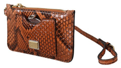 Dolce & Gabbana Braune Leder Geldbörse Handgelenktasche Spiegel AGNESE Portemonnaie