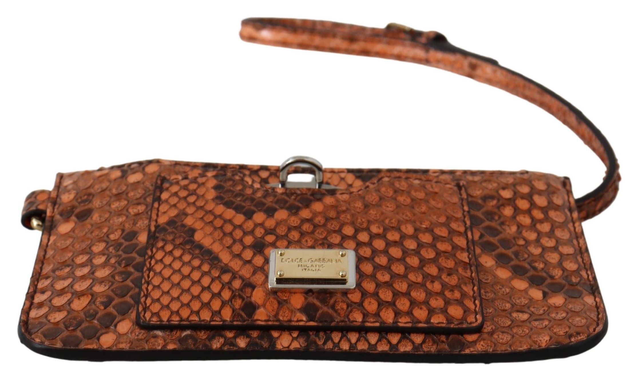 Dolce & Gabbana Braune Leder Geldbörse Handgelenktasche Spiegel AGNESE Portemonnaie