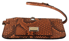Dolce & Gabbana Braune Leder Geldbörse Handgelenktasche Spiegel AGNESE Portemonnaie