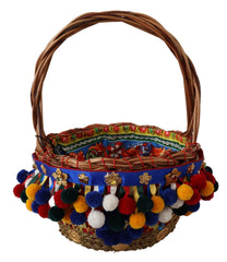 Dolce & Gabbana Agnese Henkeltasche aus mehrfarbiger, verzierter Baumwolle