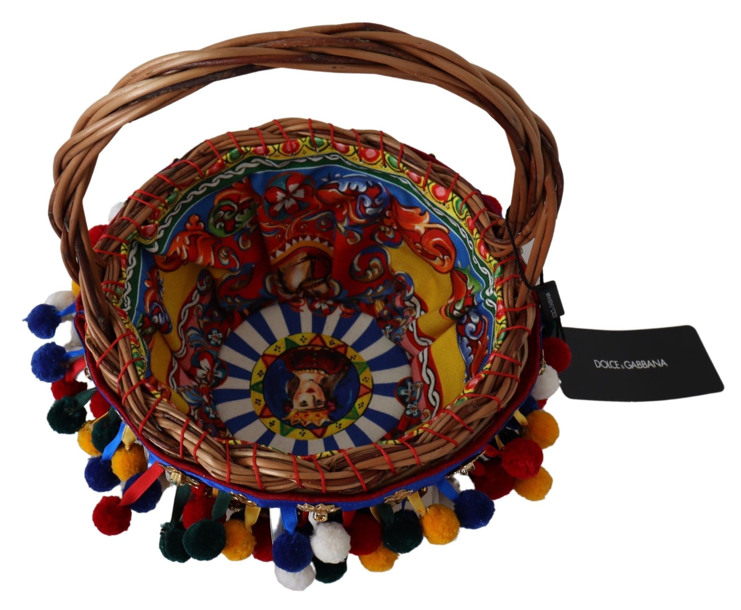 Dolce & Gabbana Agnese Henkeltasche aus mehrfarbiger, verzierter Baumwolle