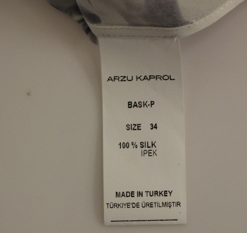 Arzu Kaprol Grau Blaues Seiden-Trägertop Hemd Bluse