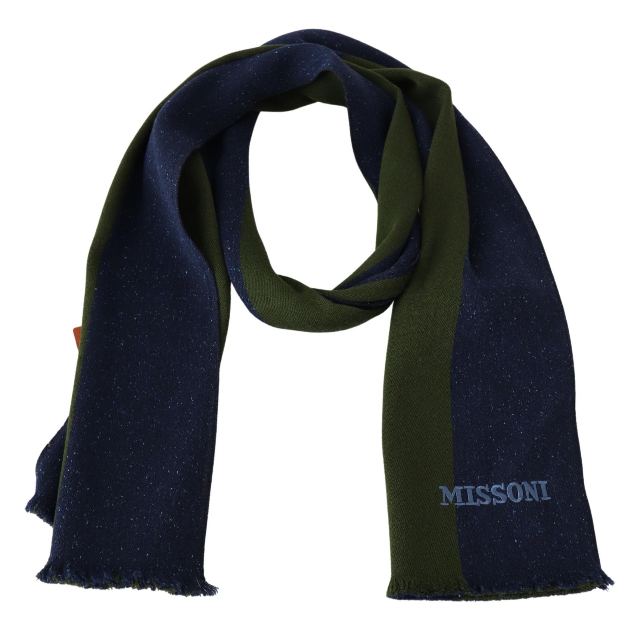 Missoni Blau Grün Wolle Unisex Halswickeltuch Blau