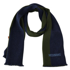 Missoni Blau Grün Wolle Unisex Halswickeltuch Blau