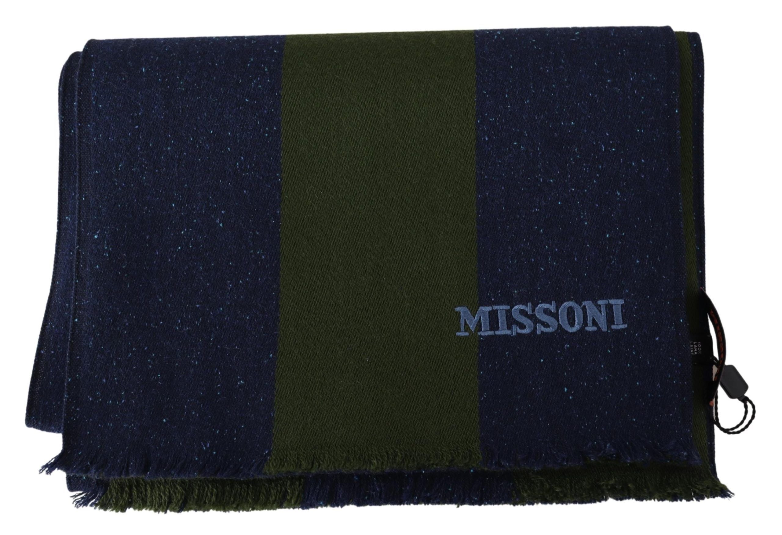 Missoni Blau Grün Wolle Unisex Halswickeltuch Blau