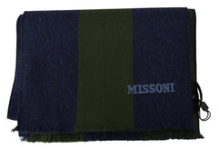 Missoni Blau Grün Wolle Unisex Halswickeltuch Blau