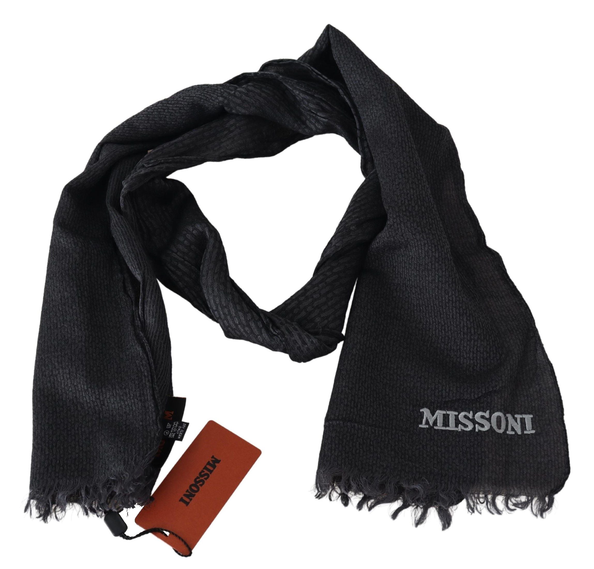 Missoni Unisex Strickschal aus schwarzer Wolle