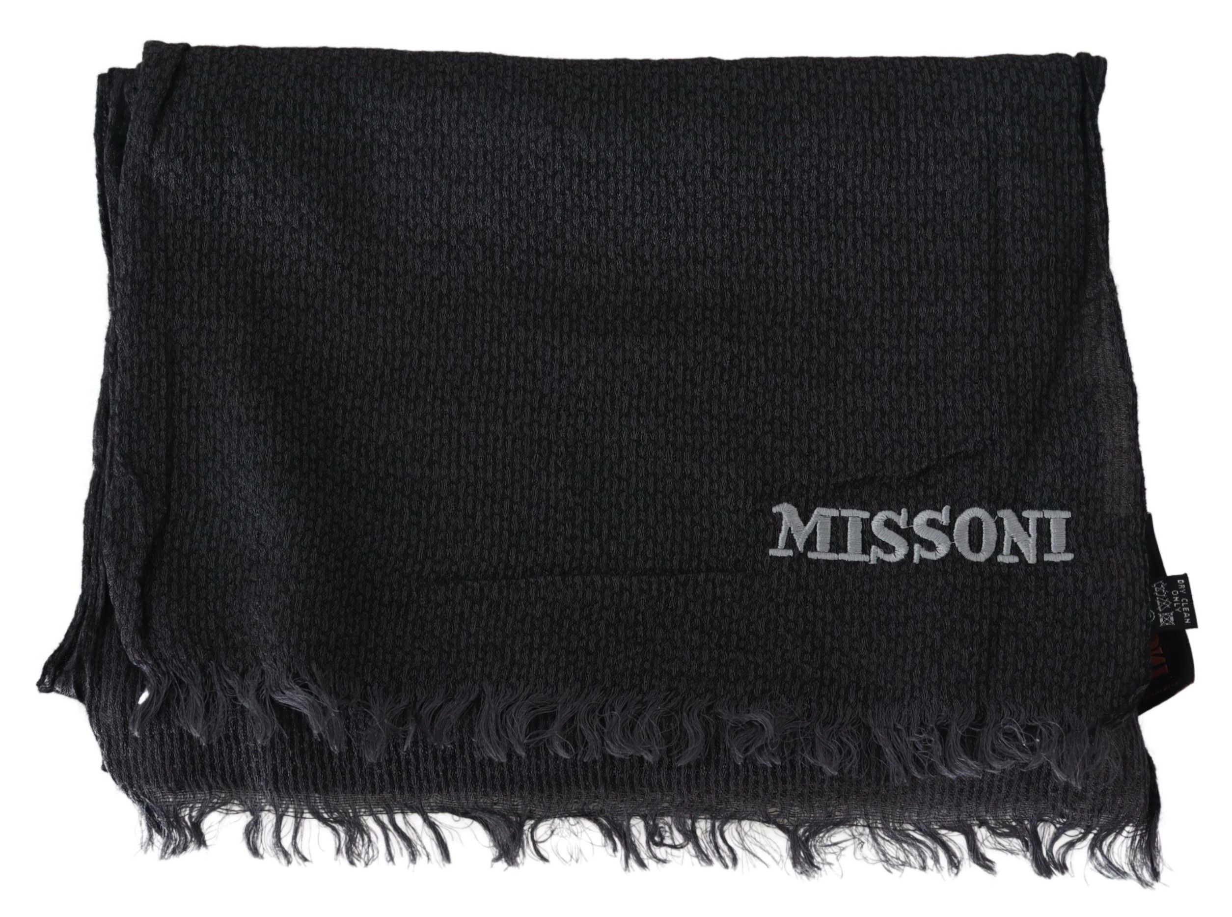 Missoni Unisex Strickschal aus schwarzer Wolle