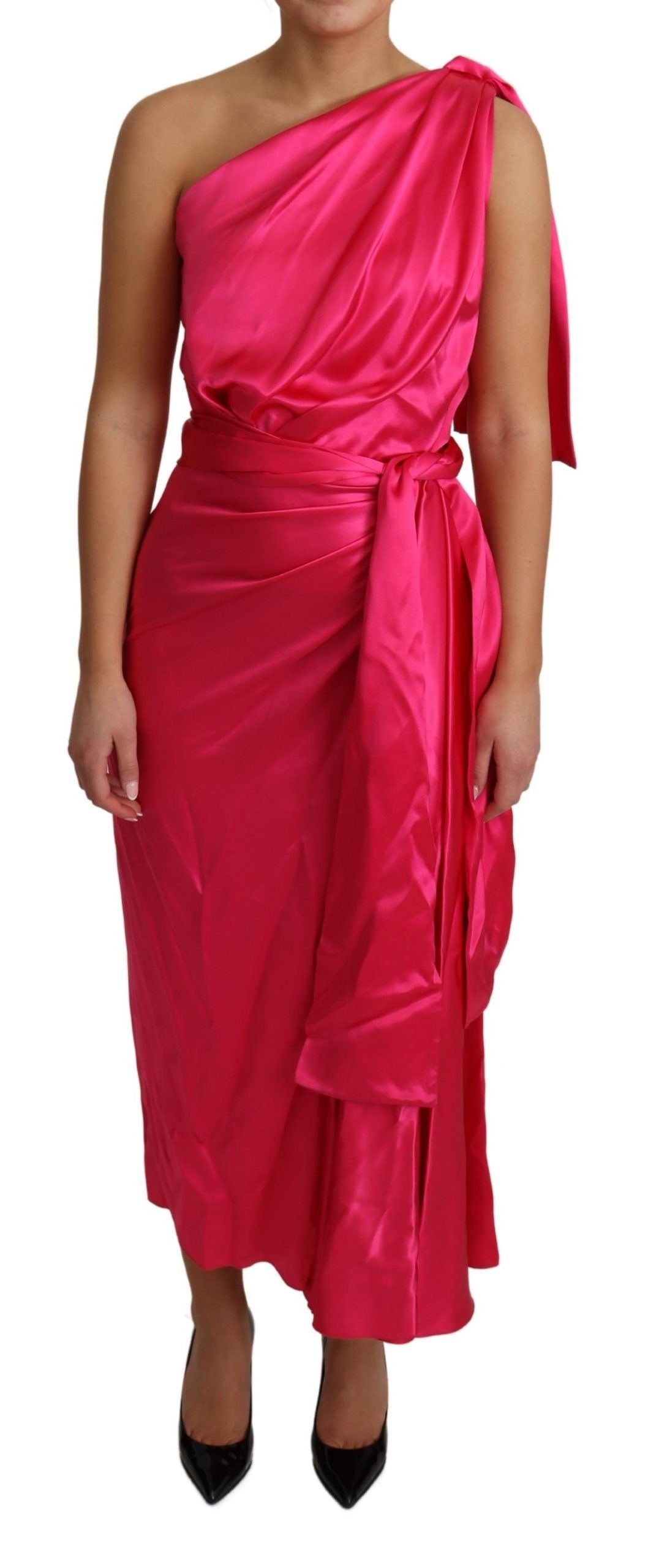 Dolce & Gabbana Kleid Rosa Taillierter Schnitt One-Shoulder-Midikleid