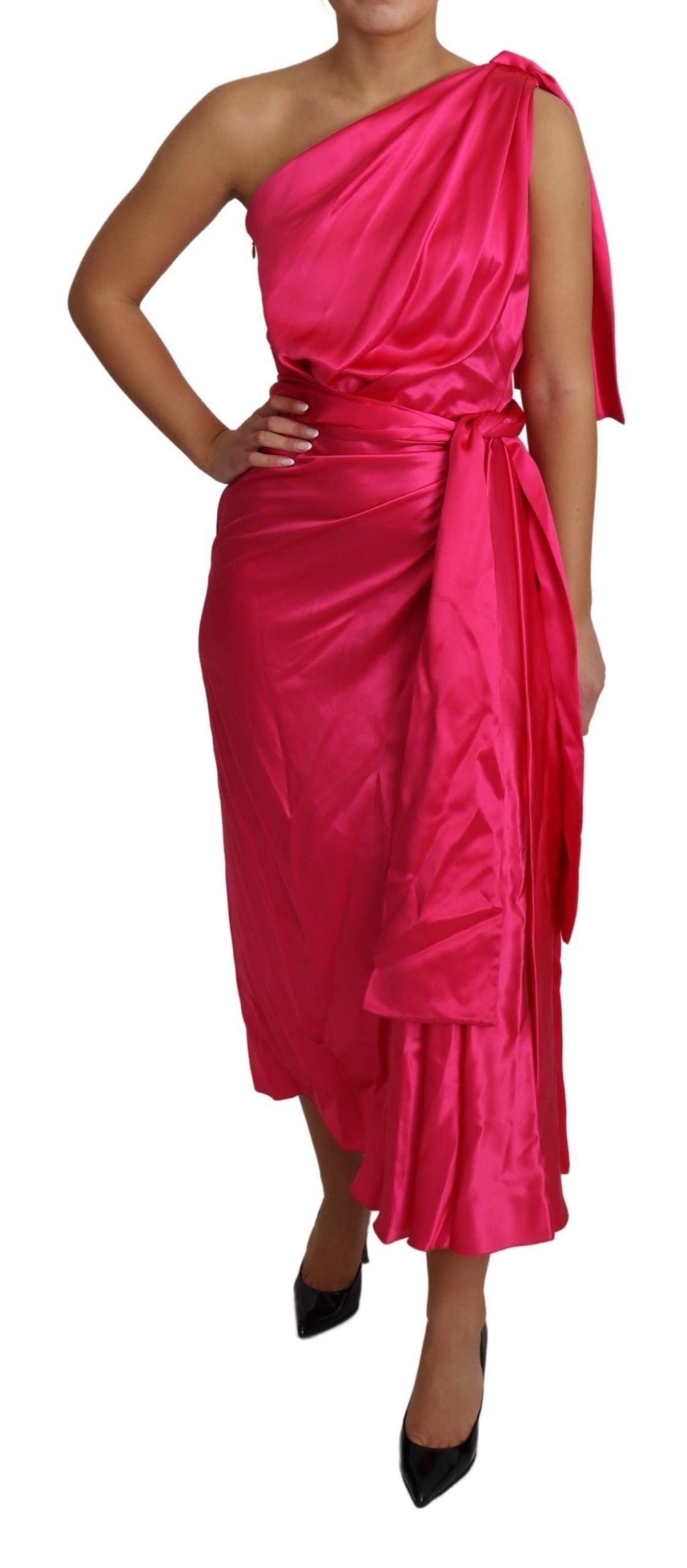 Dolce & Gabbana Kleid Rosa Taillierter Schnitt One-Shoulder-Midikleid
