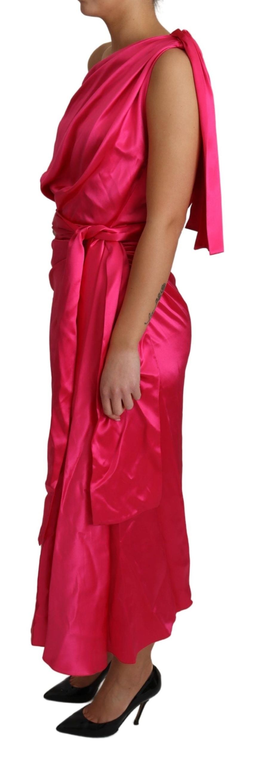 Dolce & Gabbana Kleid Rosa Taillierter Schnitt One-Shoulder-Midikleid