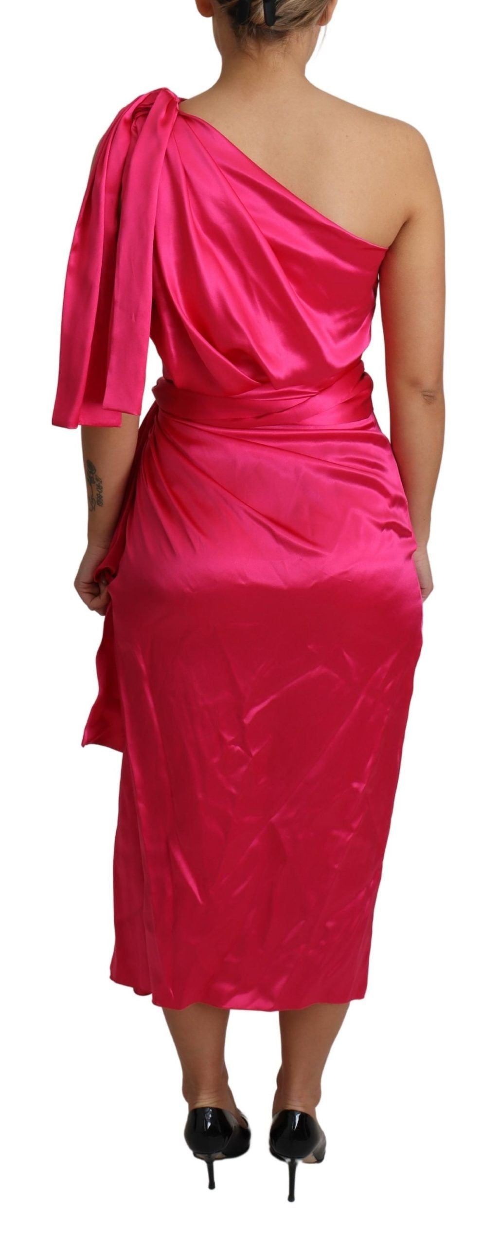 Dolce & Gabbana Kleid Rosa Taillierter Schnitt One-Shoulder-Midikleid