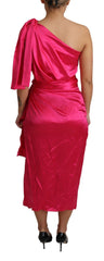 Dolce & Gabbana Kleid Rosa Taillierter Schnitt One-Shoulder-Midikleid