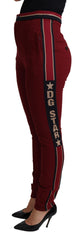 Dolce & Gabbana Rote DG Stern Gestreifte Enge Baumwollhose