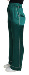Dolce & Gabbana Grüne High Waist Pyjamahose aus Seide
