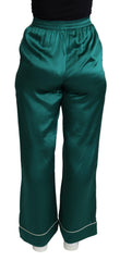 Dolce & Gabbana Grüne High Waist Pyjamahose aus Seide