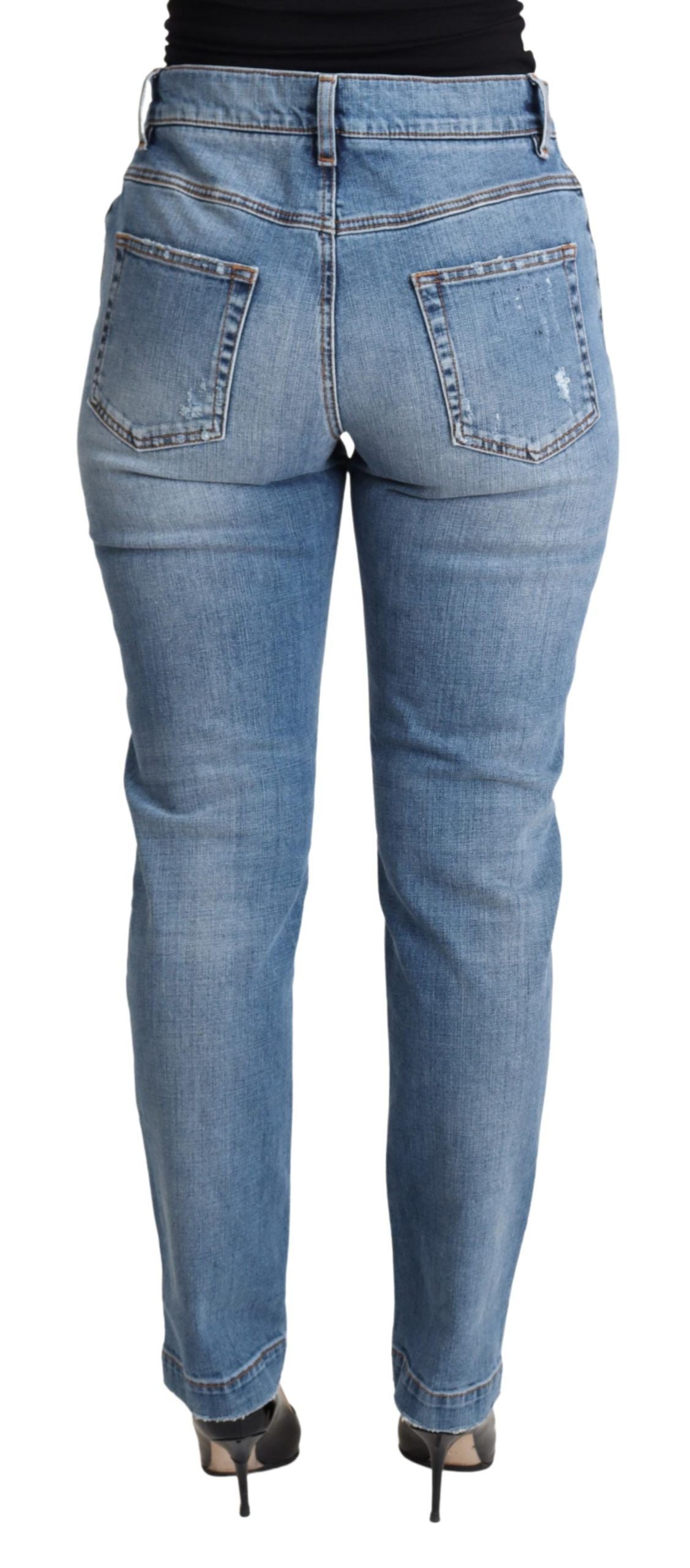 Dolce & Gabbana Blaue zerrissene Skinny Jeans aus Baumwollmischung