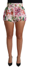 Dolce & Gabbana Pinke Hot Pants Shorts aus Baumwolle mit Blumenmuster
