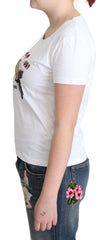 Moschino Weißes Baumwoll-T-Shirt mit „Come Play 4 Us“-Aufdruck