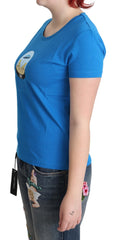 Moschino Blauw Bedrukt Katoenen T-shirt Met Korte Mouwen