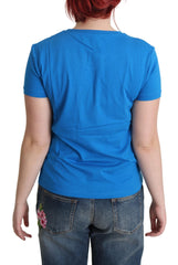 Moschino Blauw Bedrukt Katoenen T-shirt Met Korte Mouwen