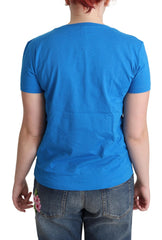 Moschino blaues Baumwoll-Bade-T-Shirt mit Grafik und Dreiecksausschnitt