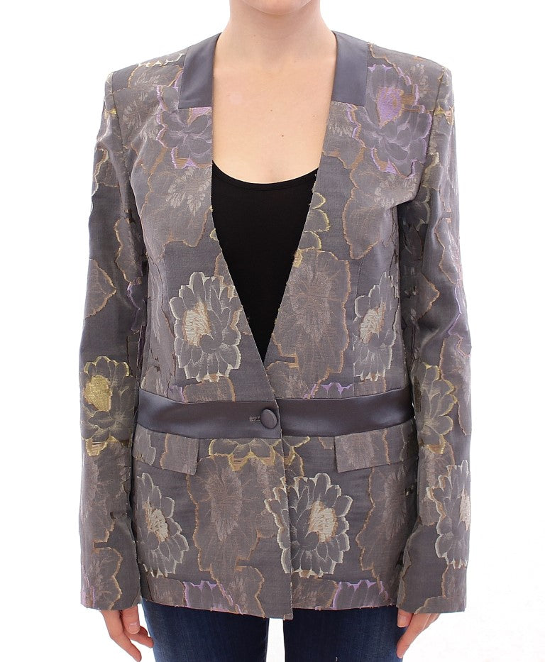 Roberto Fragata Multicolor Seide Blumen Baumwollblazer