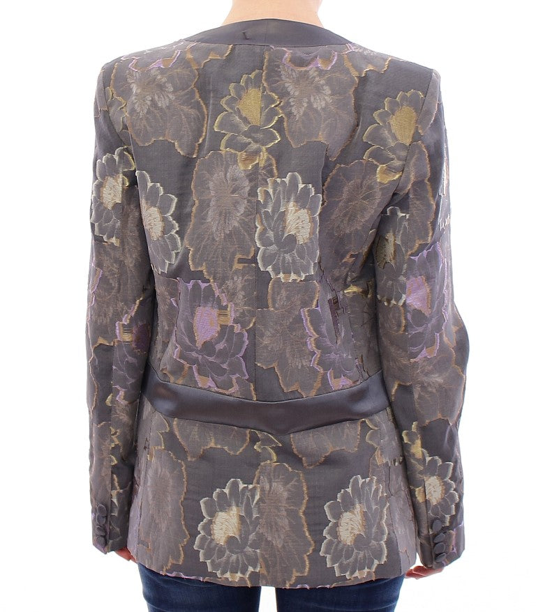 Roberto Fragata Multicolor Seide Blumen Baumwollblazer