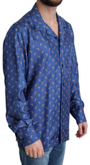 Dolce & Gabbana Zijden overhemd met print van blauwe strandstoel en parasol