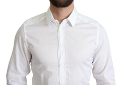 Dolce & Gabbana Weißes Langärmeliges Formelles Hemd aus Baumwolle
