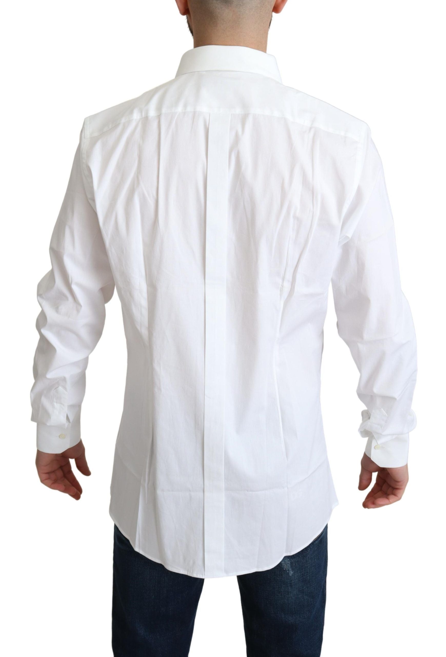 Dolce & Gabbana Weißes Baumwoll-Stretch Herren Smokinghemd