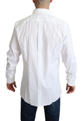 Dolce & Gabbana Weißes Baumwoll-Stretch Herren Smokinghemd