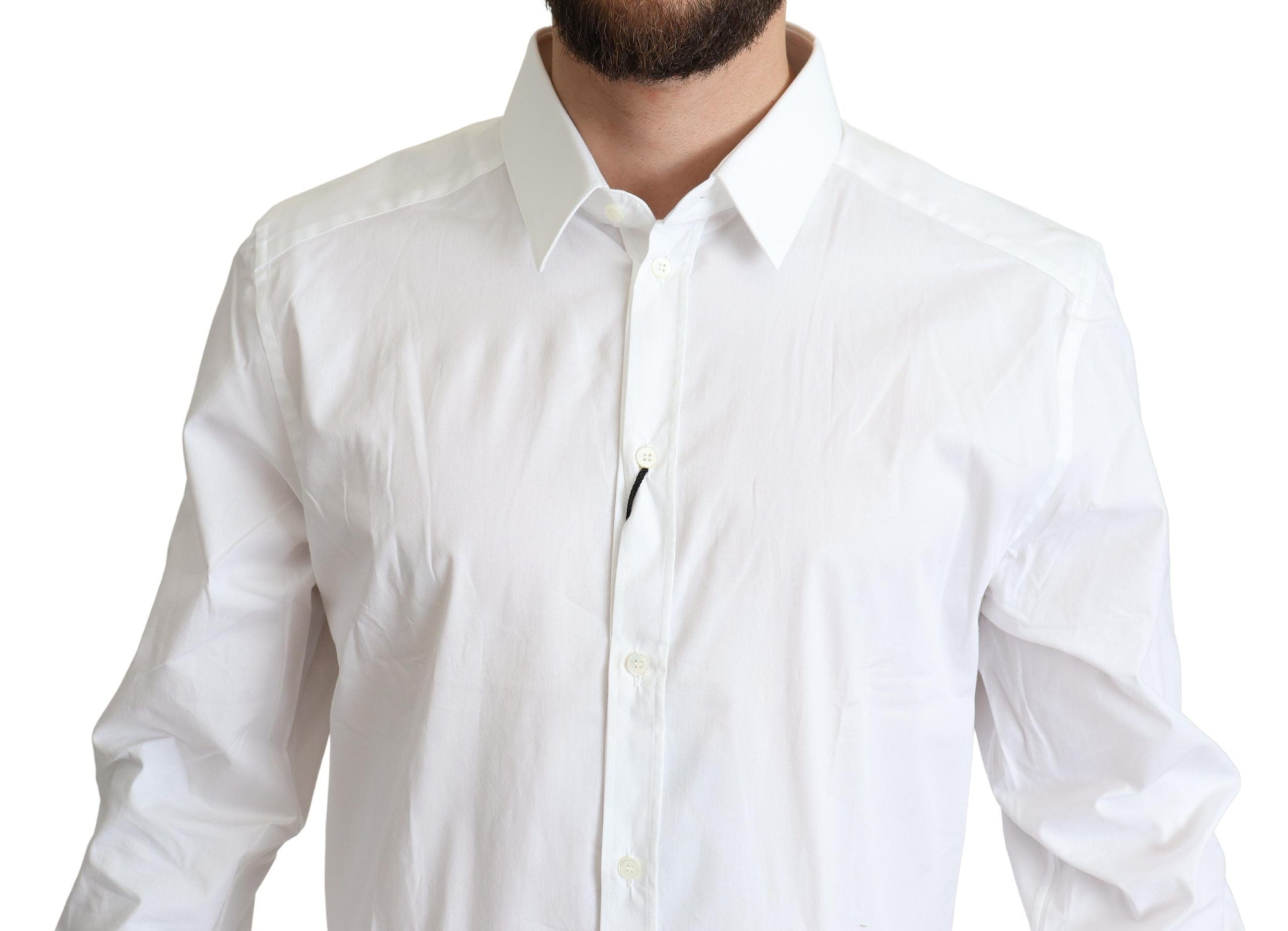 Dolce & Gabbana Weißes Baumwoll-Stretch Herren Smokinghemd