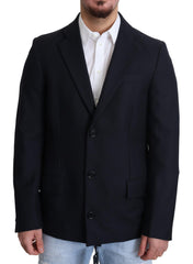Dolce & Gabbana Donkerblauwe Wollen Jas met Enkele Rij Knopen