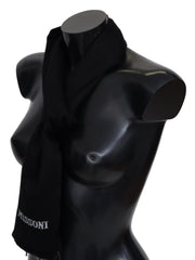 Missoni Schwarz 100 % Wolle Unisex Loop Schal Fransen Logo