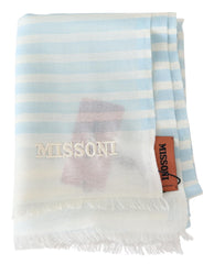 Missoni Blau Weiß Gefütterter Kaschmir Unisex Wickelschal