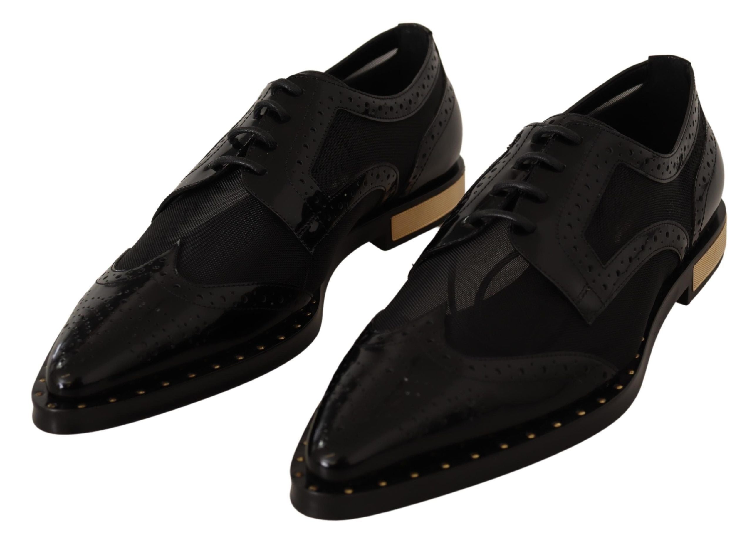 Dolce & Gabbana Schwarze Leder-Brogues mit transparenter Flügelkappe