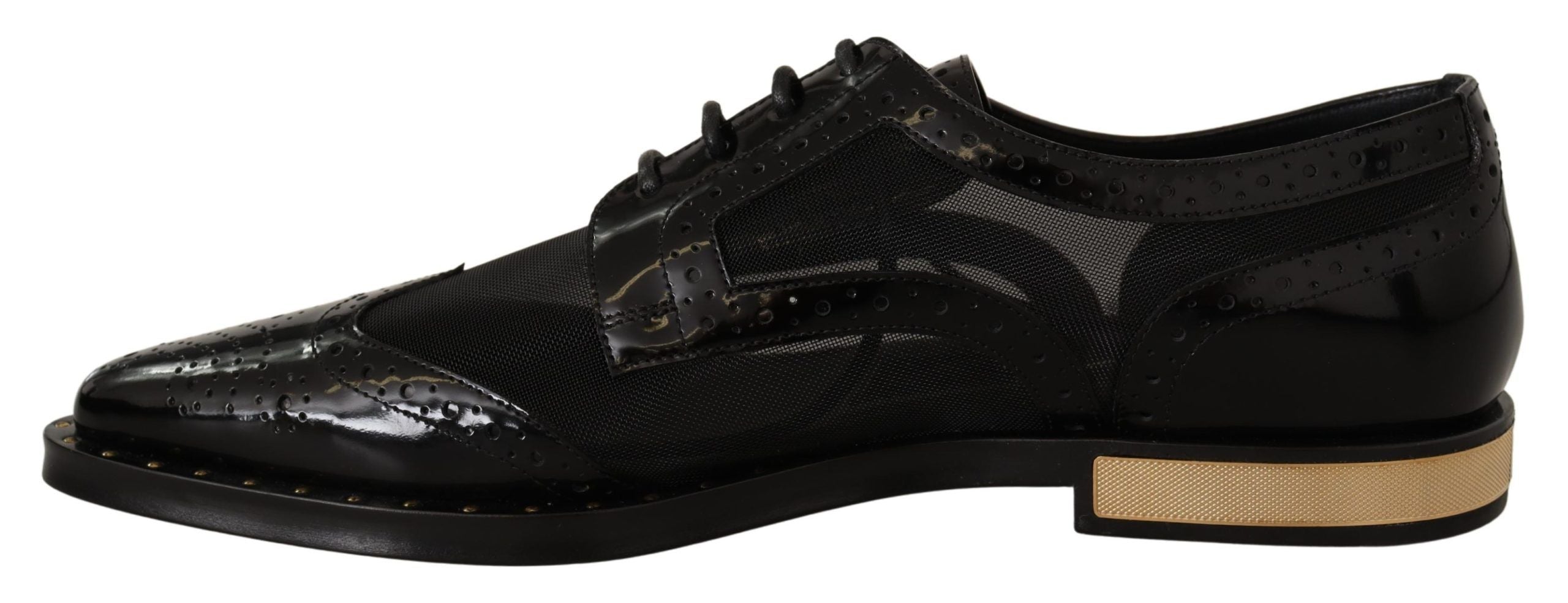Dolce & Gabbana Schwarze Leder-Brogues mit transparenter Flügelkappe
