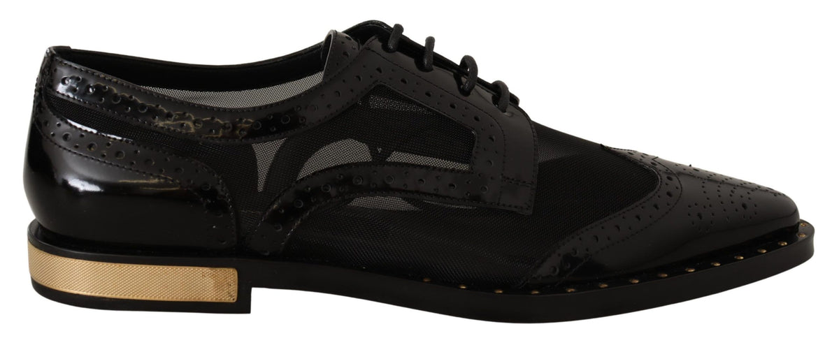 Dolce & Gabbana Schwarze Leder-Brogues mit transparenter Flügelkappe