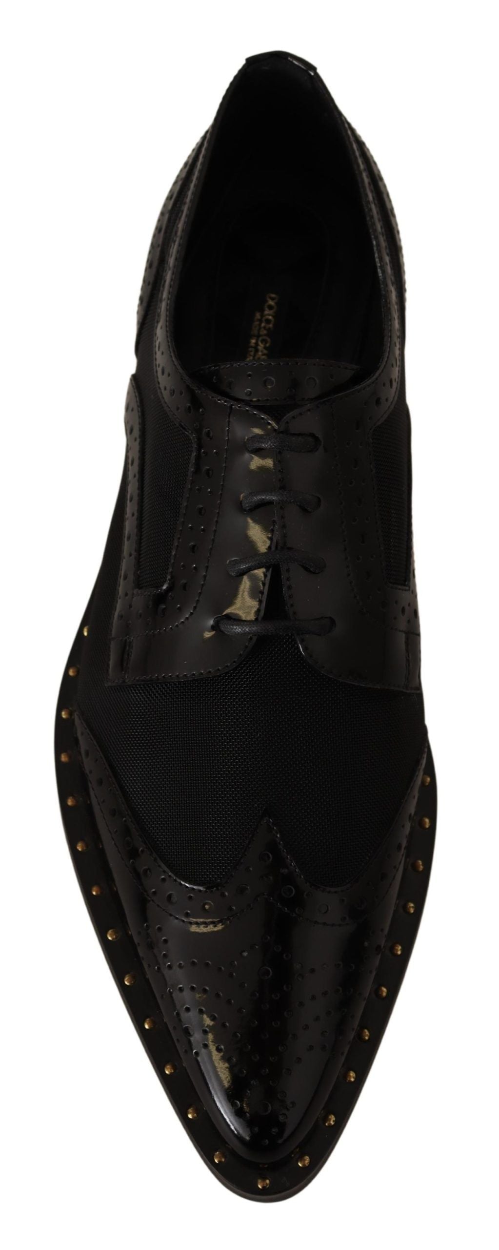 Dolce & Gabbana Schwarze Leder-Brogues mit transparenter Flügelkappe