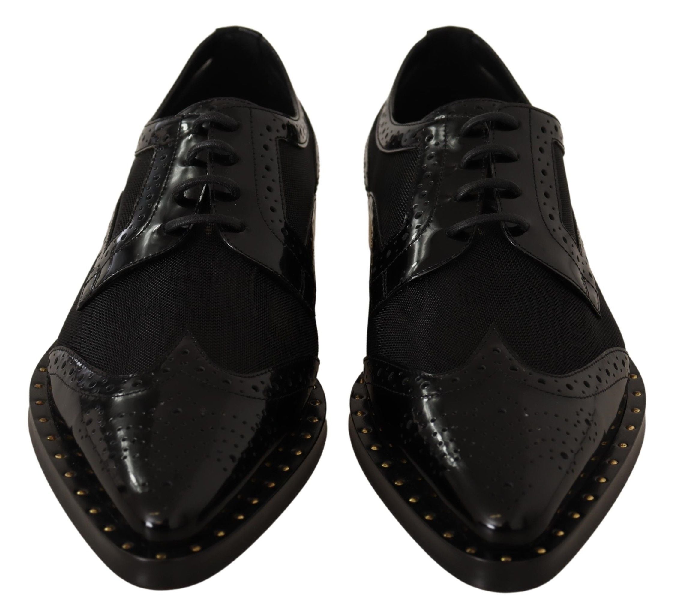 Dolce & Gabbana Schwarze Leder-Brogues mit transparenter Flügelkappe
