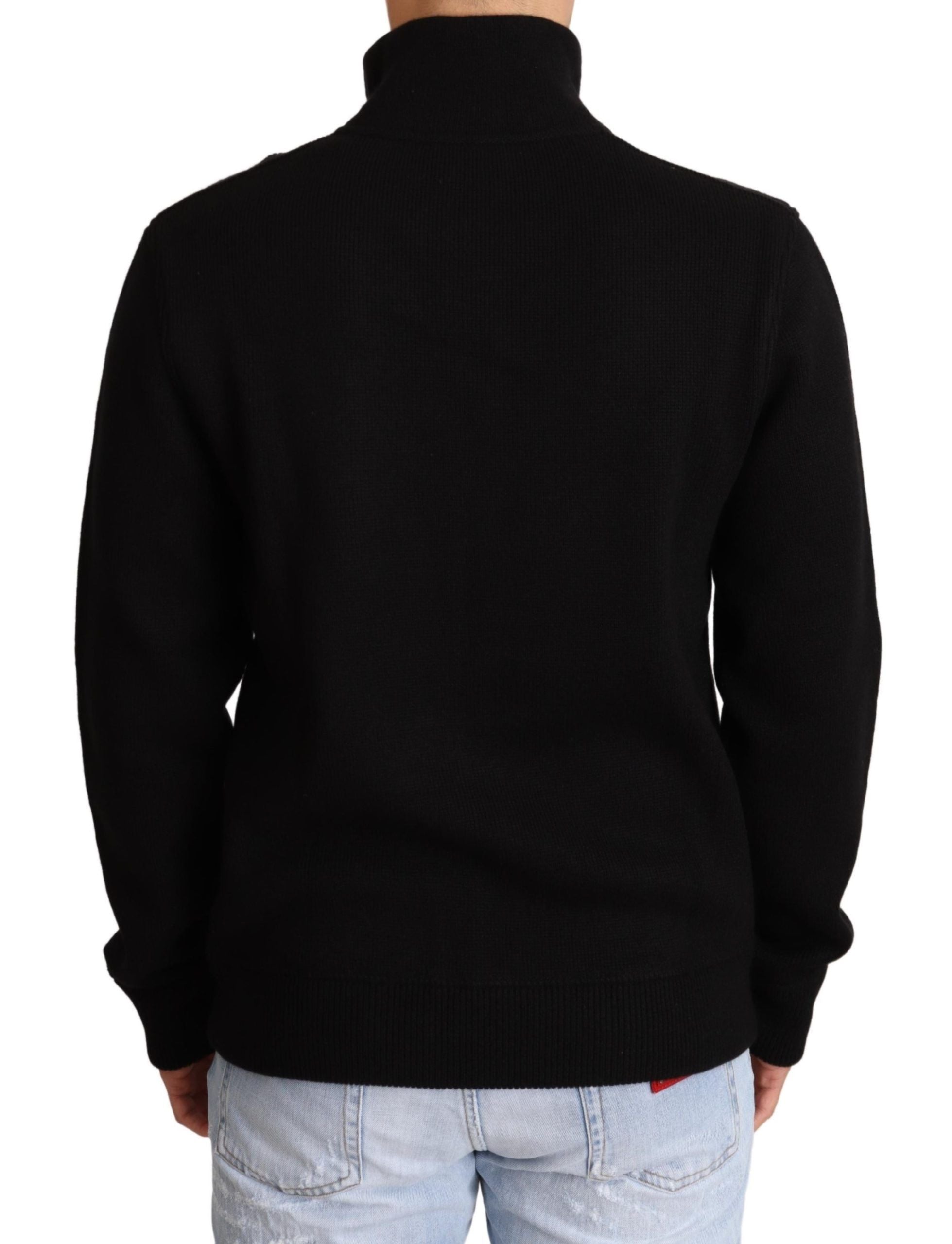 Dolce & Gabbana Schwarzer Kaschmir Herrenpullover mit Reißverschluss