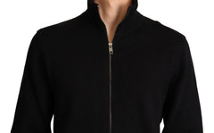 Dolce & Gabbana Schwarzer Kaschmir Herrenpullover mit Reißverschluss