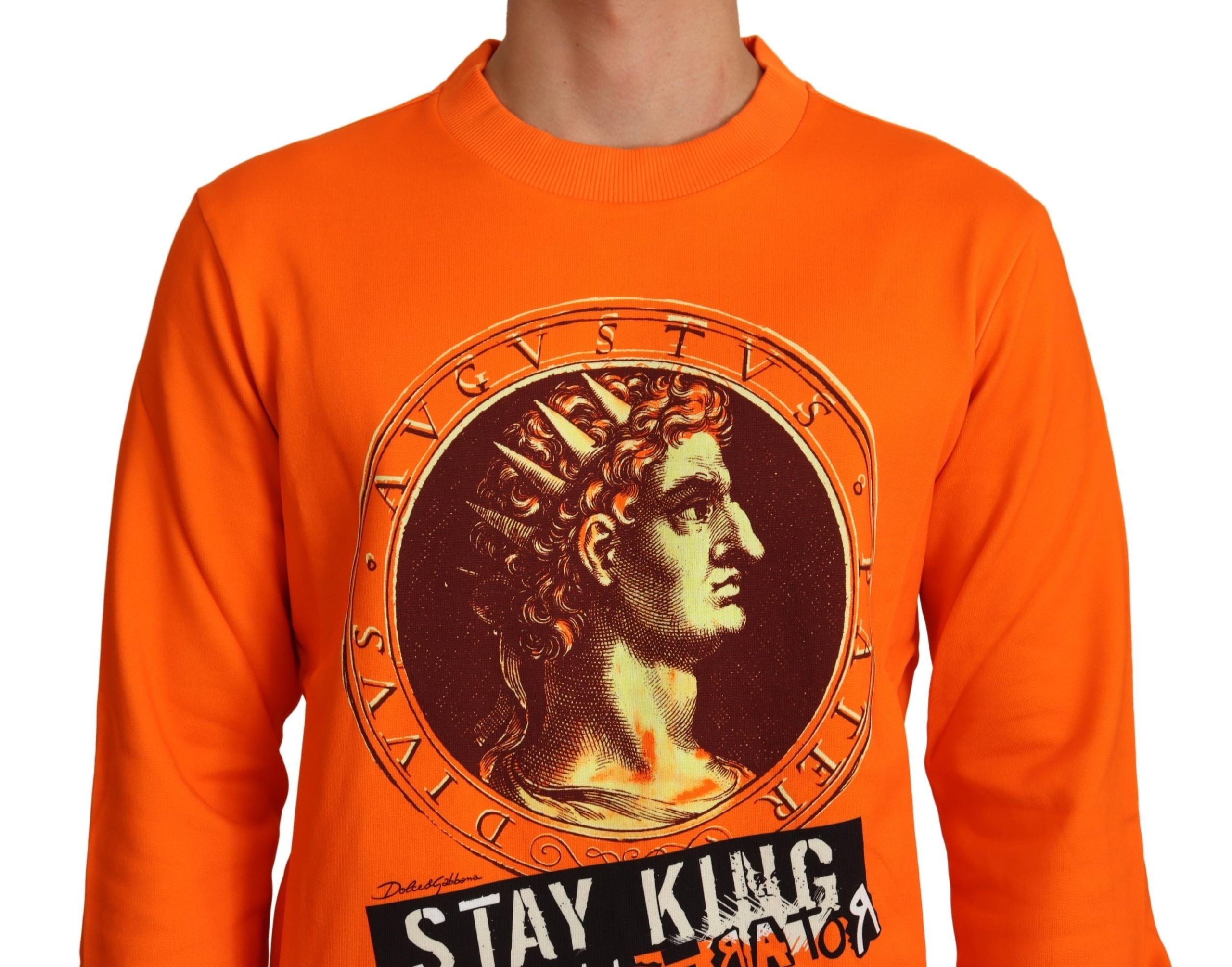 Dolce & Gabbana Orange King Caesar Baumwollpullover