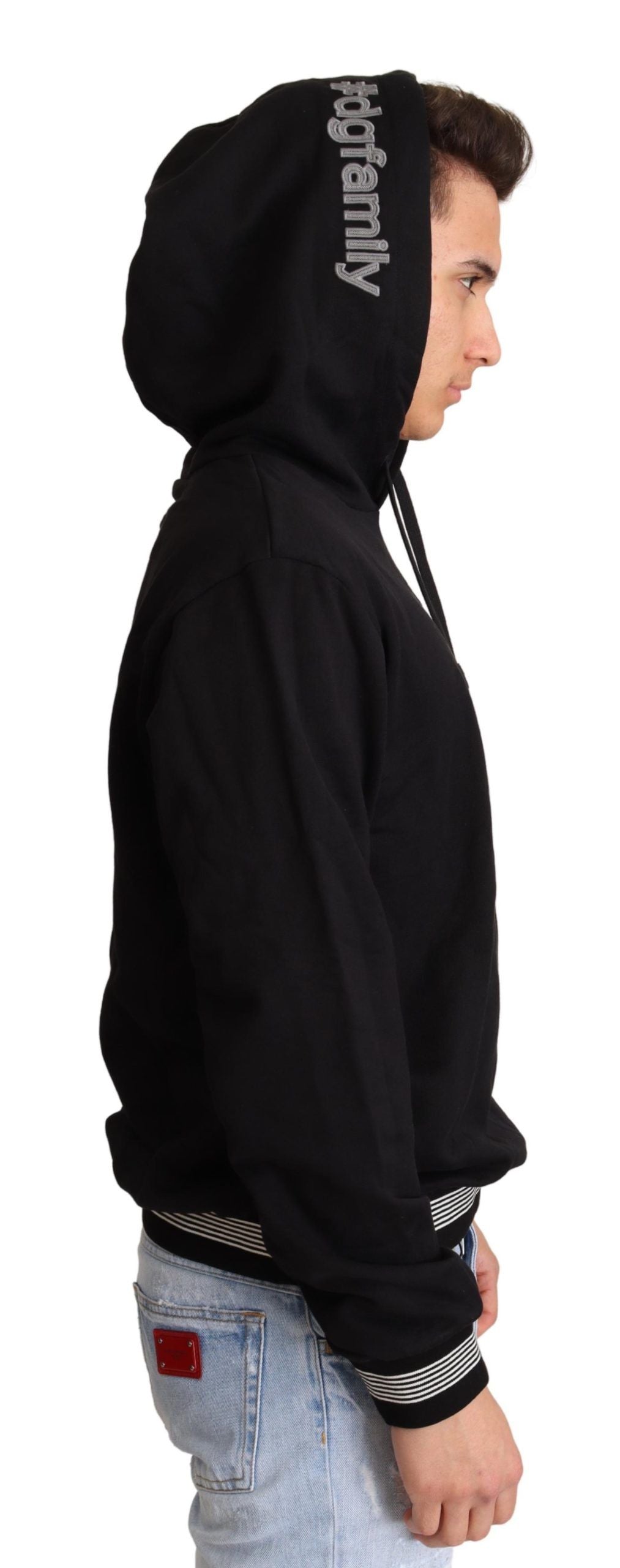 Dolce & Gabbana Schwarzer Kapuzenpullover aus Baumwolle #dgfamily