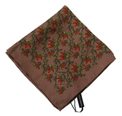 Dolce & Gabbana Braunes Seiden-Einstecktuch mit Karottenprint